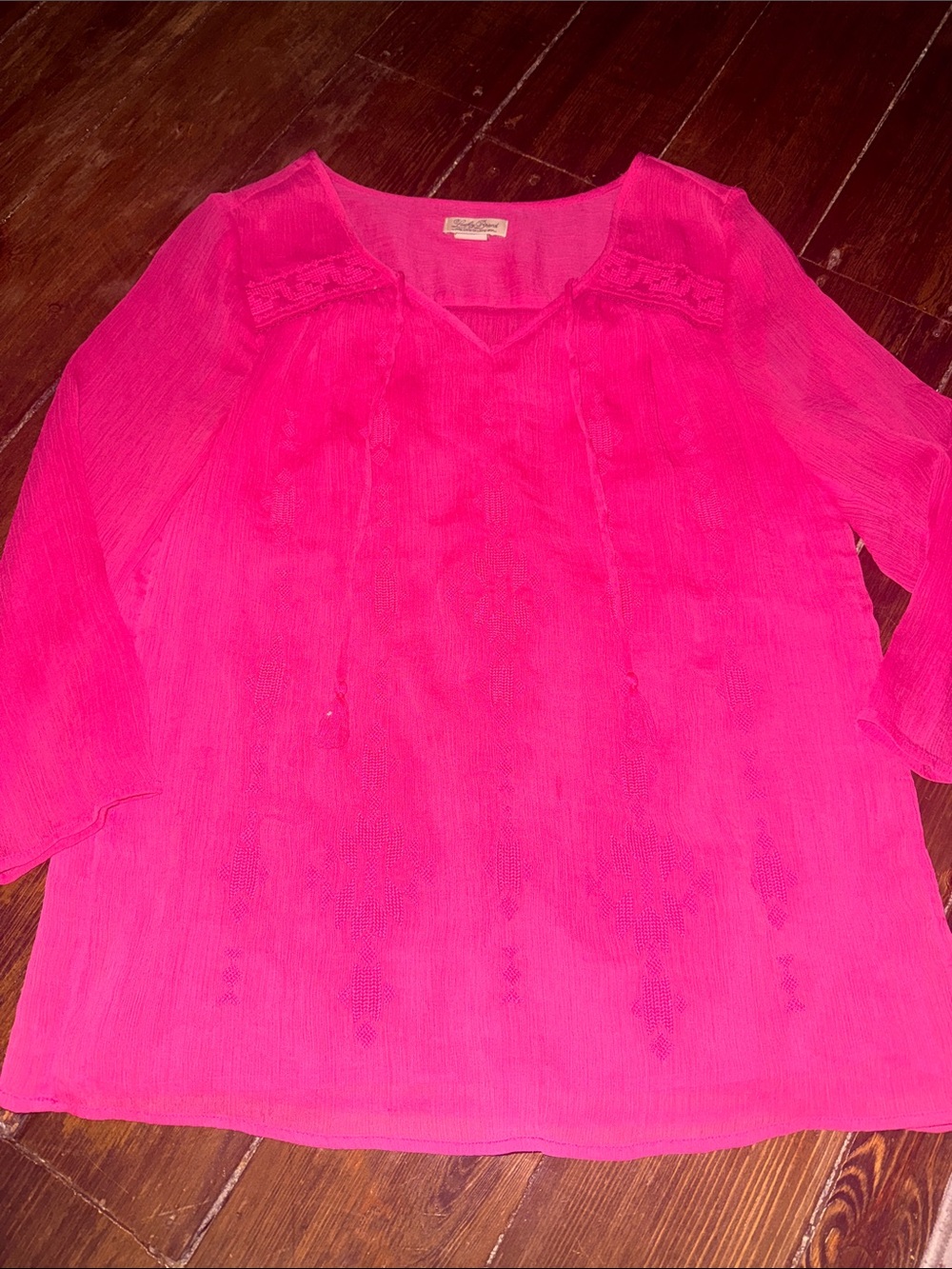 Lucky Brand Bright Hot Pink V-Neck Tunic